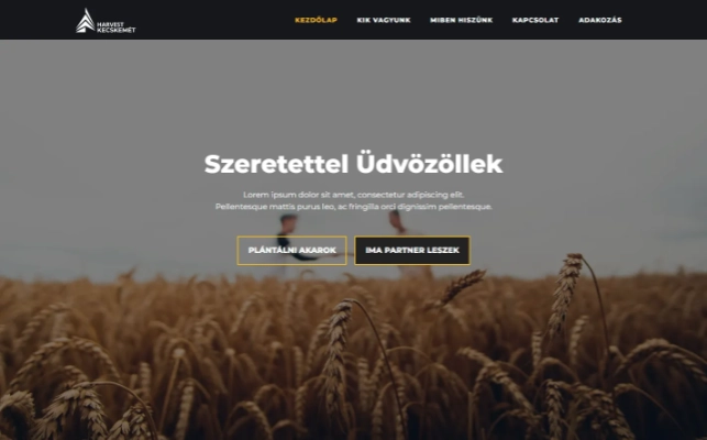 Képernyőkép a Harvest kecskeméti gyülekezetének a weboldaláról.