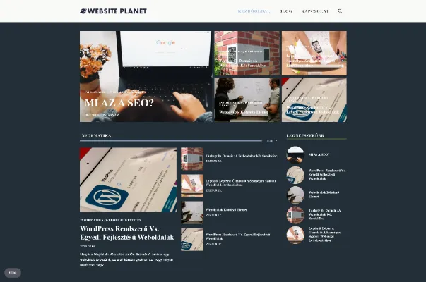 Képernyőkép a websiteplanet.hu blog oldalról.